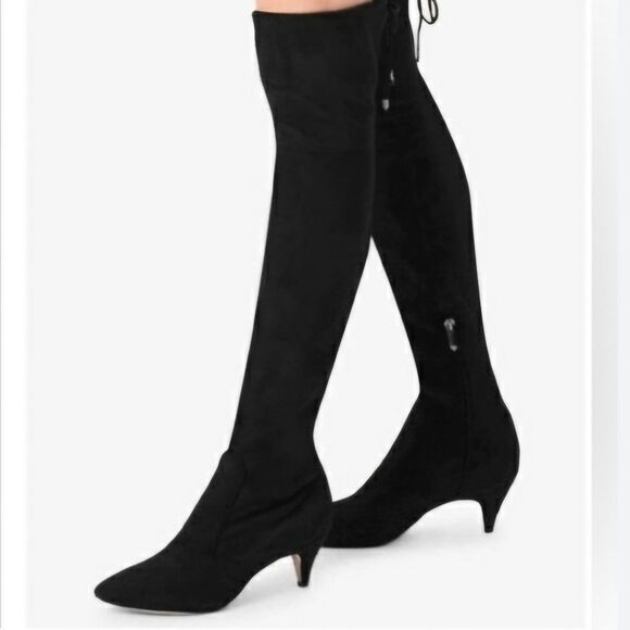 NWT Sam Edelman Women's Black Suede Knee Boots with drawstring Size 9.5 - Picture 1 of 11